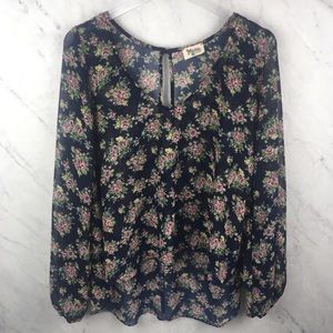Show Me Your MuMu Blue Floral Long Sleeve Blouse